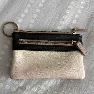 Black and Cream Zip Pouch Keyring Wallet